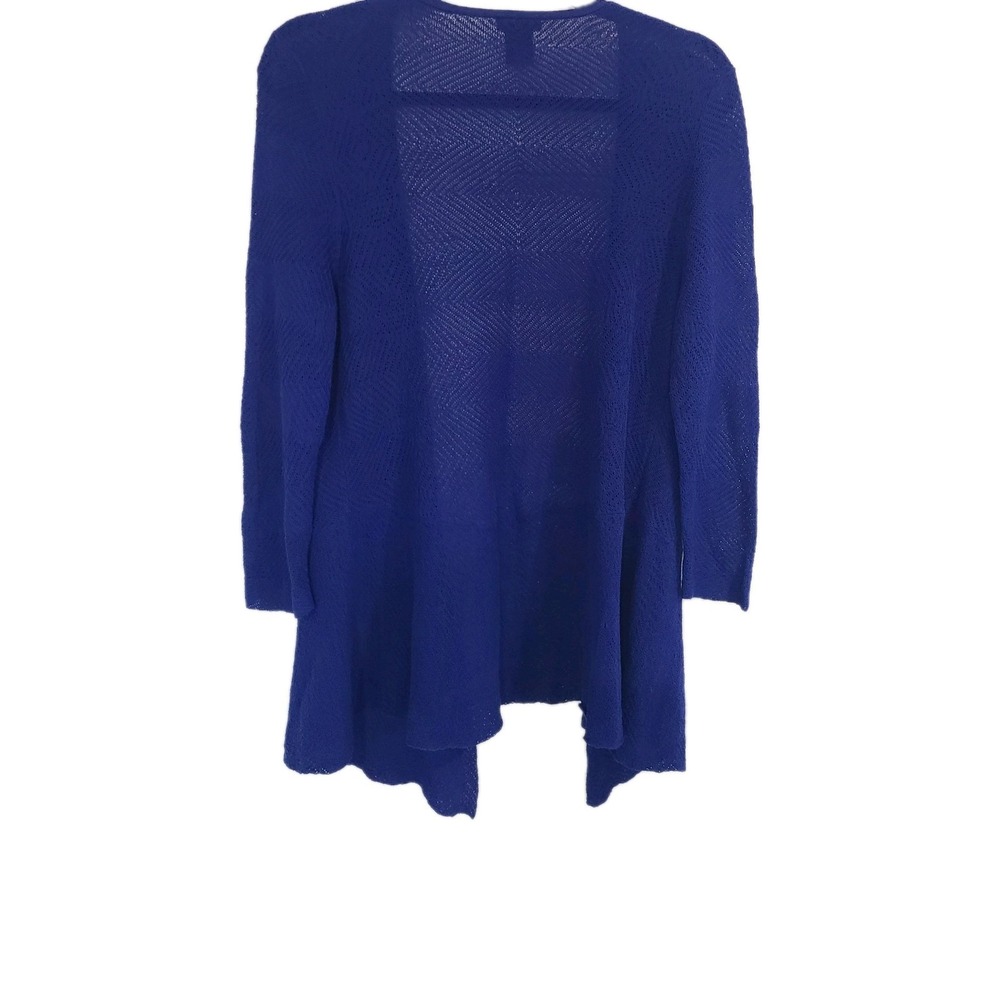 Women's Sweater-ANN TAYLOR-Royal Blue Stretch Open Lightweight Cardigan Medium - Picture 2 of 12